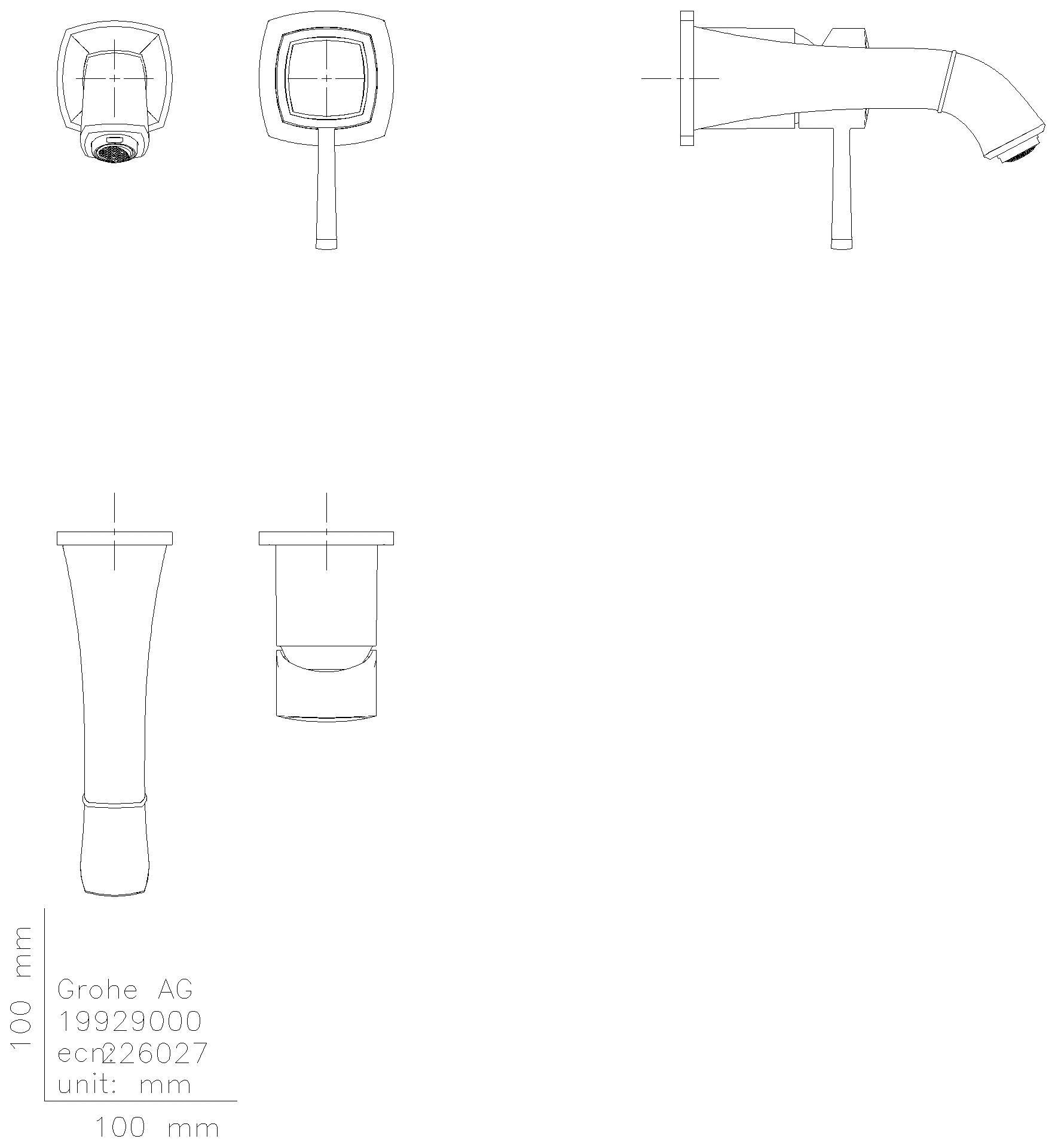 GROHE 2-Loch-WT-Batterie Grandera 29416 Wandmontage Fertigmontageset chrom/gold