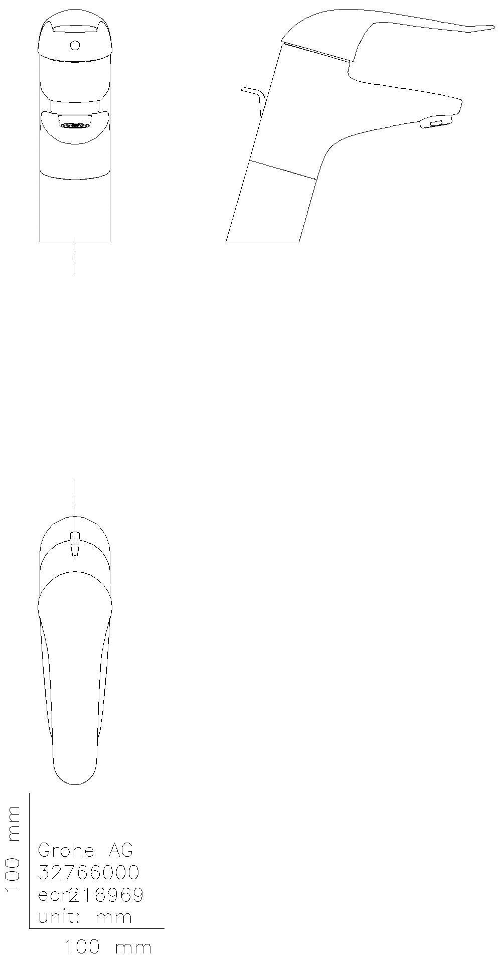 GROHE EH-WT-Batt. Euroeco Special 32766 hohe Ausführung Zugst.-Ablaufgrt. chrom
