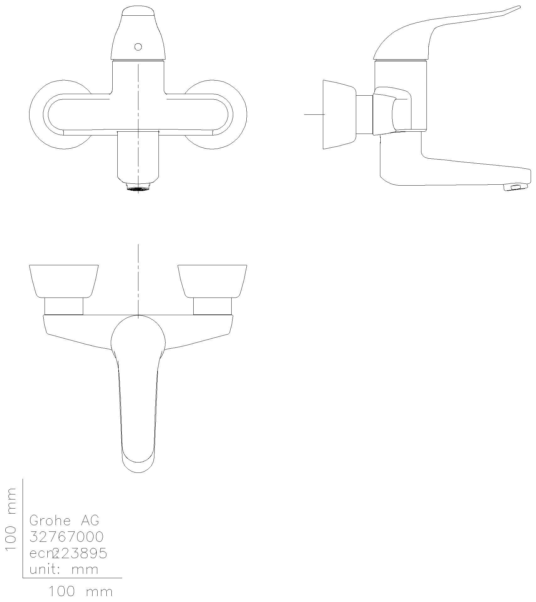 GROHE EH-WT-Batt. Euroeco Special 32767 Wandmontage S-Anschlüsse chrom