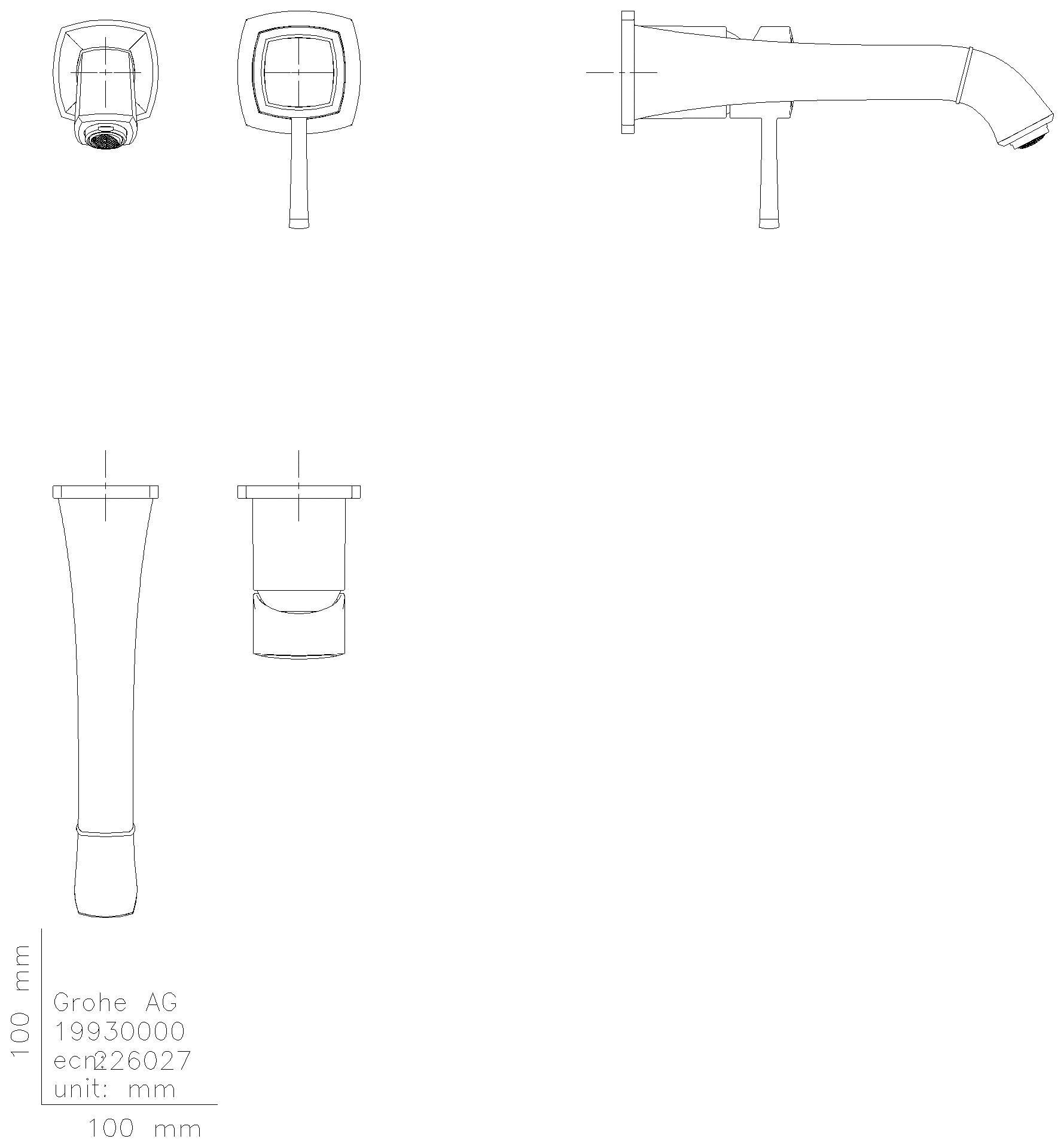 GROHE 2-Loch-WT-Batterie Grandera 29417 Wandmontage Fertigmontageset chrom/gold