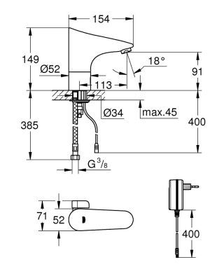 GROHE Europlus E IR-WT-Elektronik mit Mischung GROHE - GROHE Europlus E IR-WT-Elektronik mit Mischung