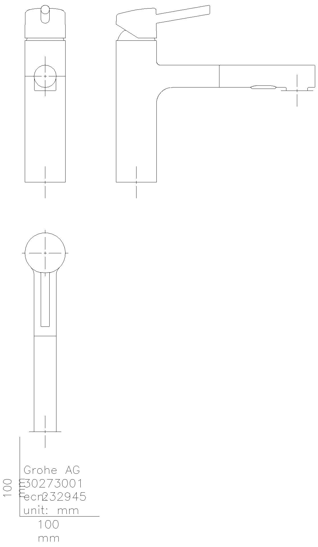 GROHE EH-SPT-Batterie Concetto 30273_1 mittelhoch ausziehbare Spülbrause chrom