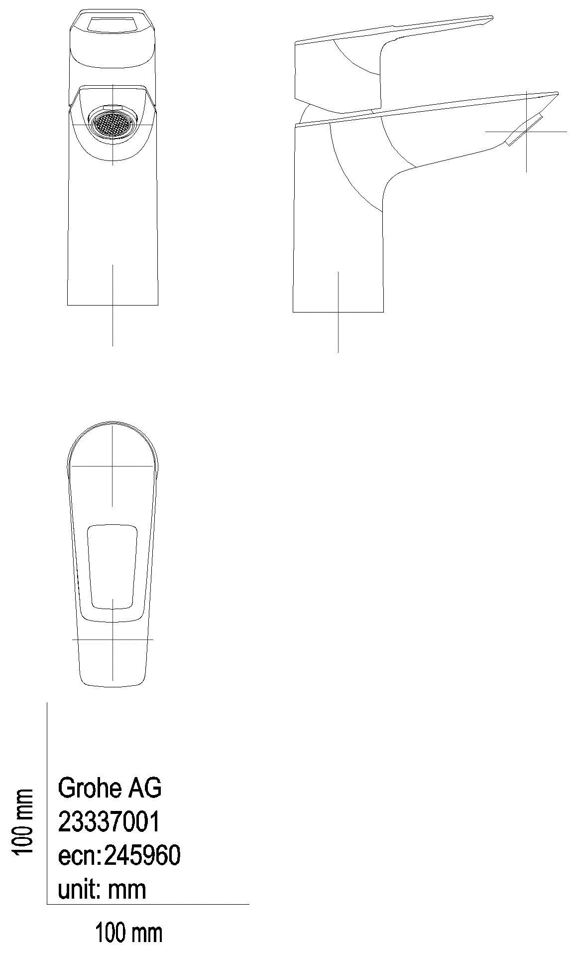 GROHE EH-WT-Batterie BauLoop 23337_1 S-Size glatter Körper chrom