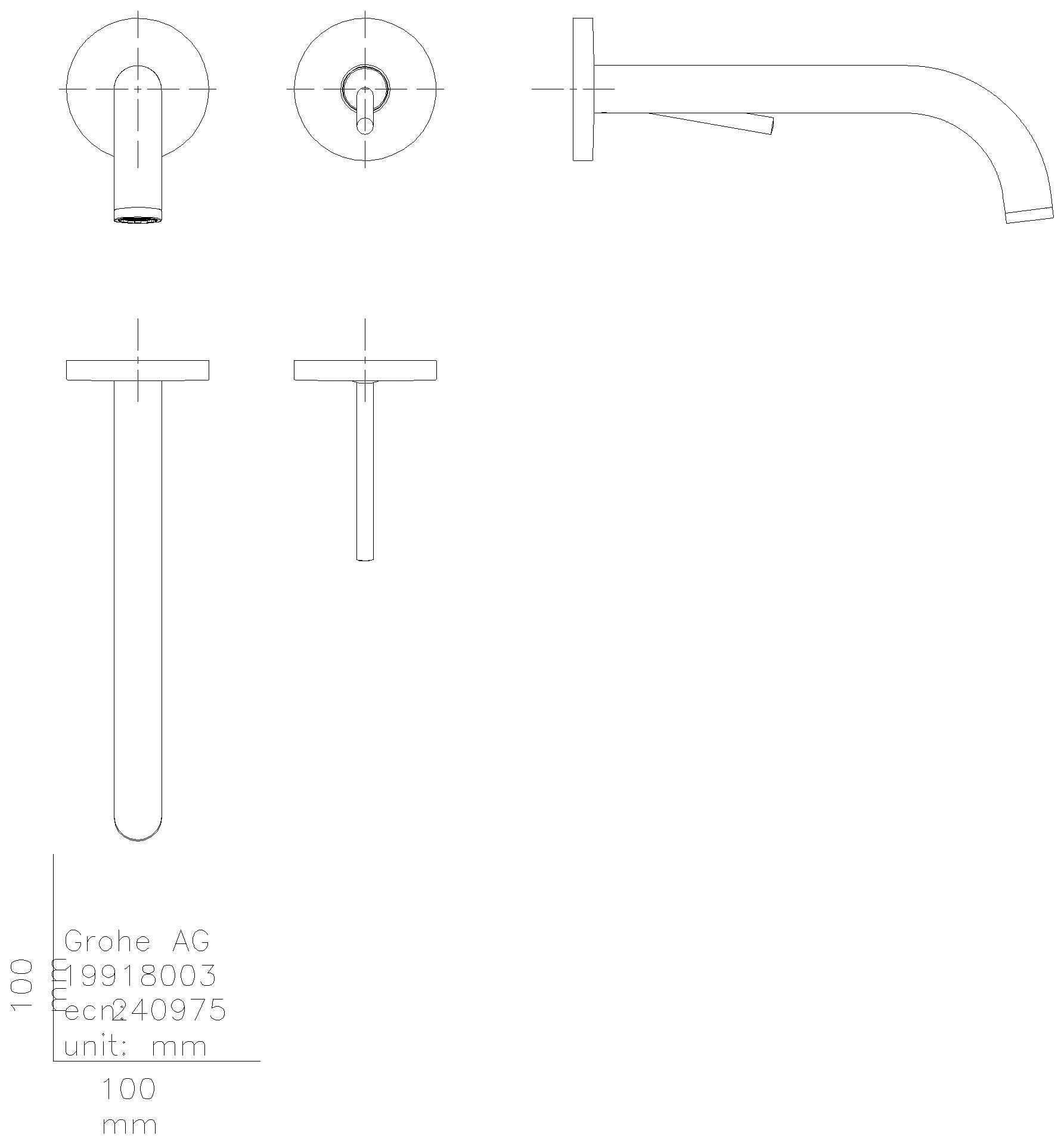 GROHE 2-Loch-WT-Wandbatterie Atrio 29406 FMS Ausladung 221mm hard graphite geb.