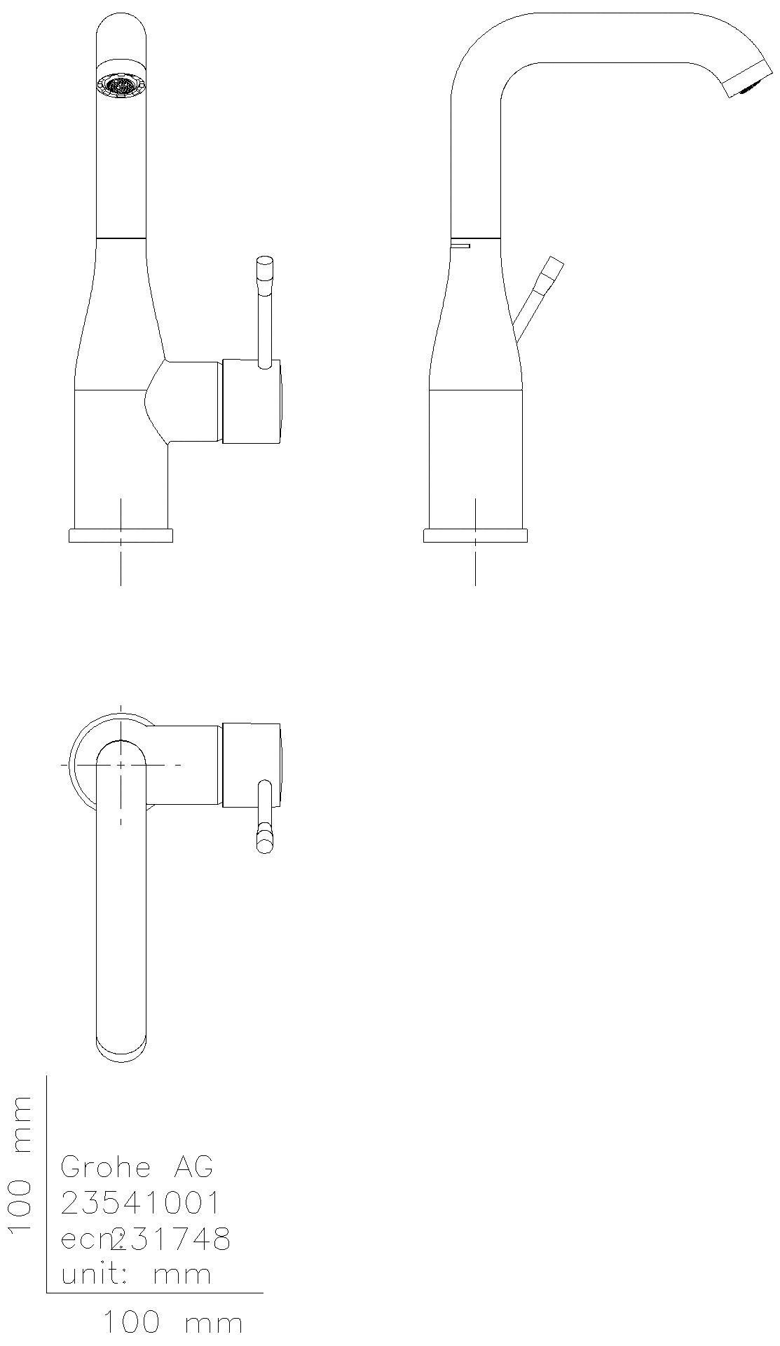 GROHE - GROHE EH-WT-Batterie Essence 24177_1 L-Size U-Auslauf glatter Körper chrom