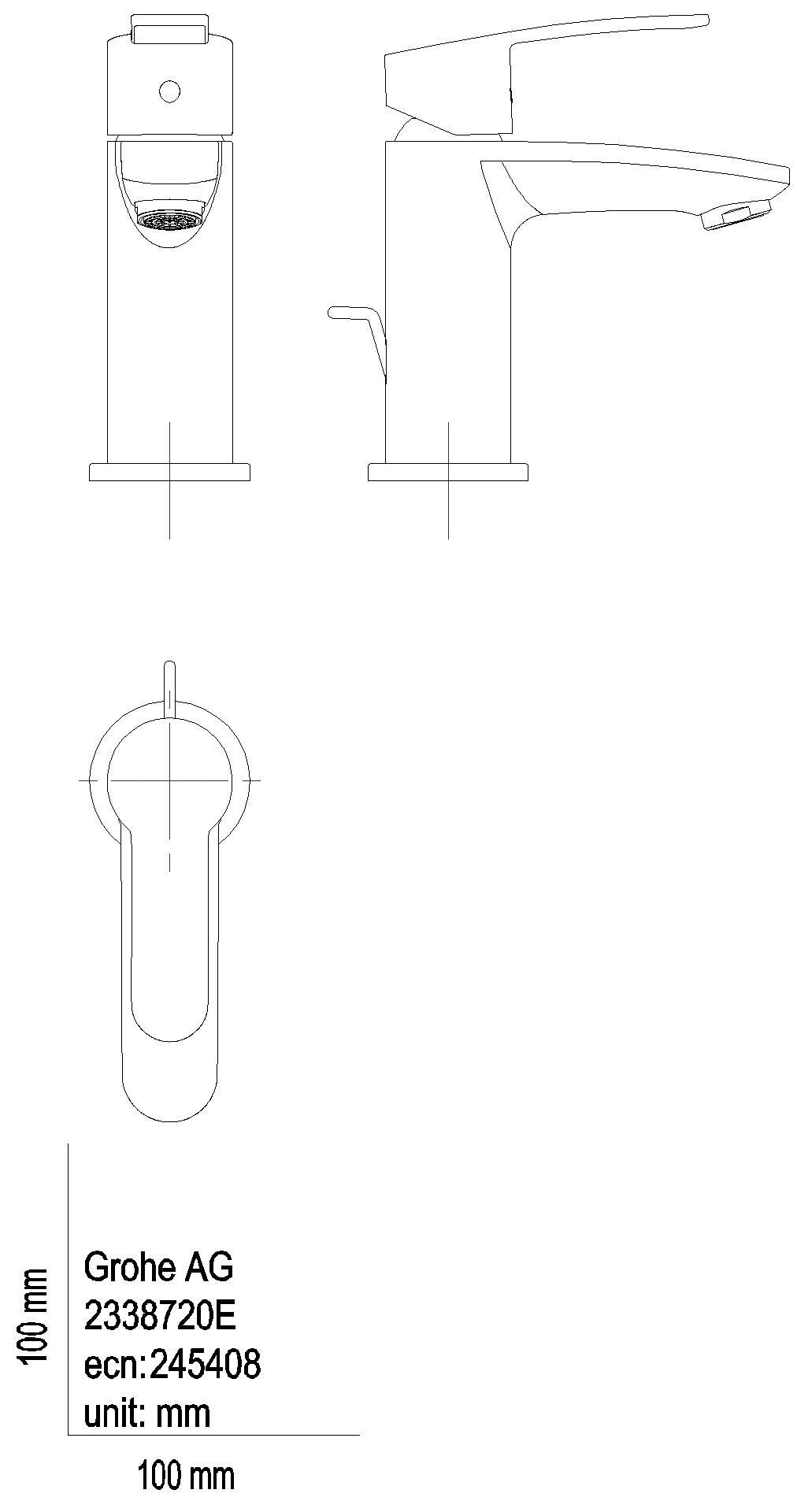 GROHE EH-WT-Batterie Eurostyle C 23387_2 Mittelstellung kalt chrom