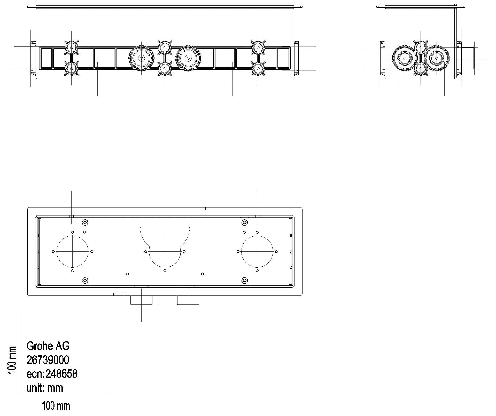 GROHE Einbaukörper RainshowerAqua 104982 UP-Brausen schmal 2 W.-wege 9,5+9,5l/min