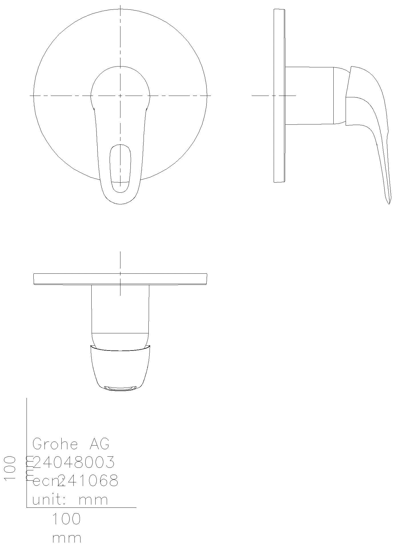 GROHE EH-Brausebatt. Eurostyle 24048_3 FMS für 35604 Hebel offen moon white