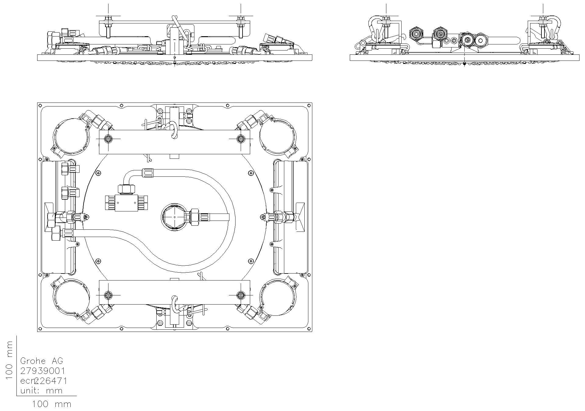 GROHE Deckenbrause Rainshower Aqua 15" 26888 3 Strahl 381x456mm satin steel