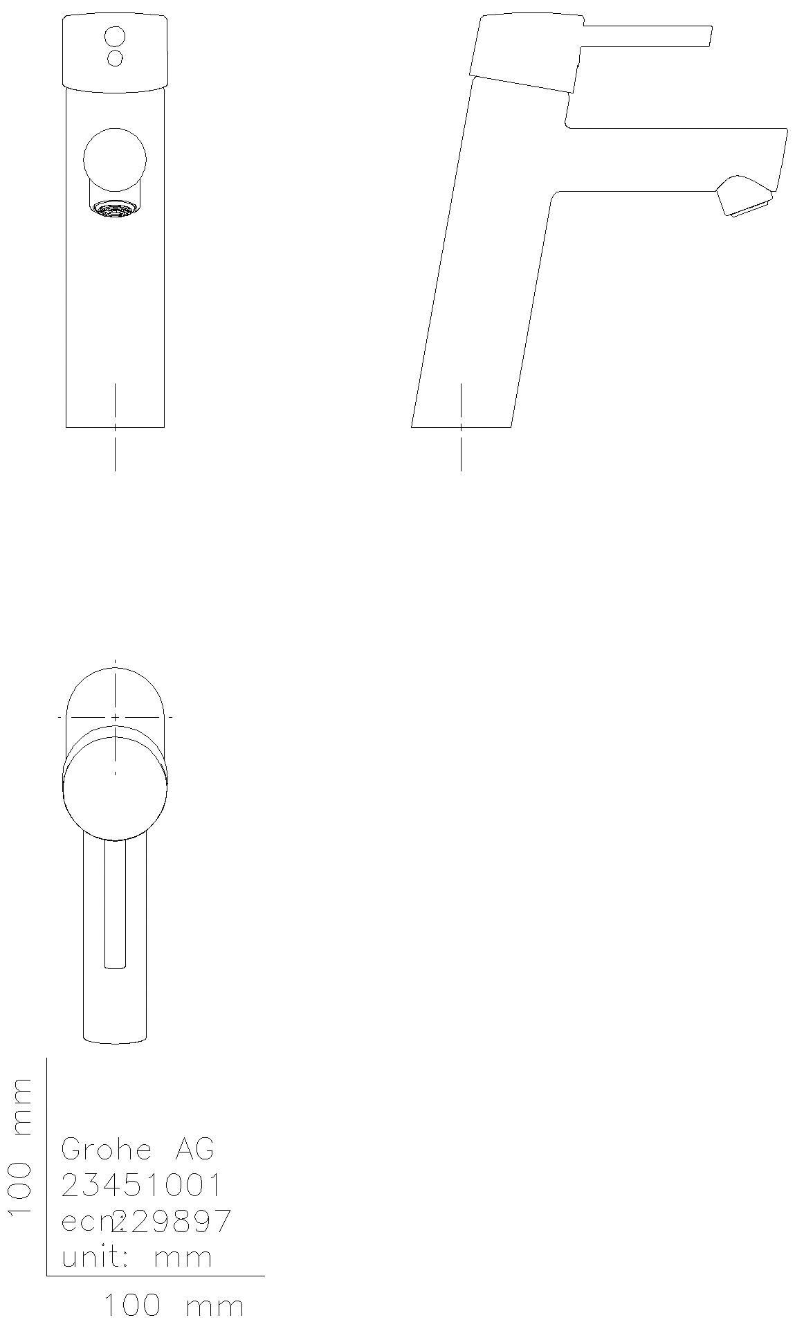 GROHE EH-WT-Batterie Concetto 23451_1 mittelhohe Ausführ. glatter Körper chrom