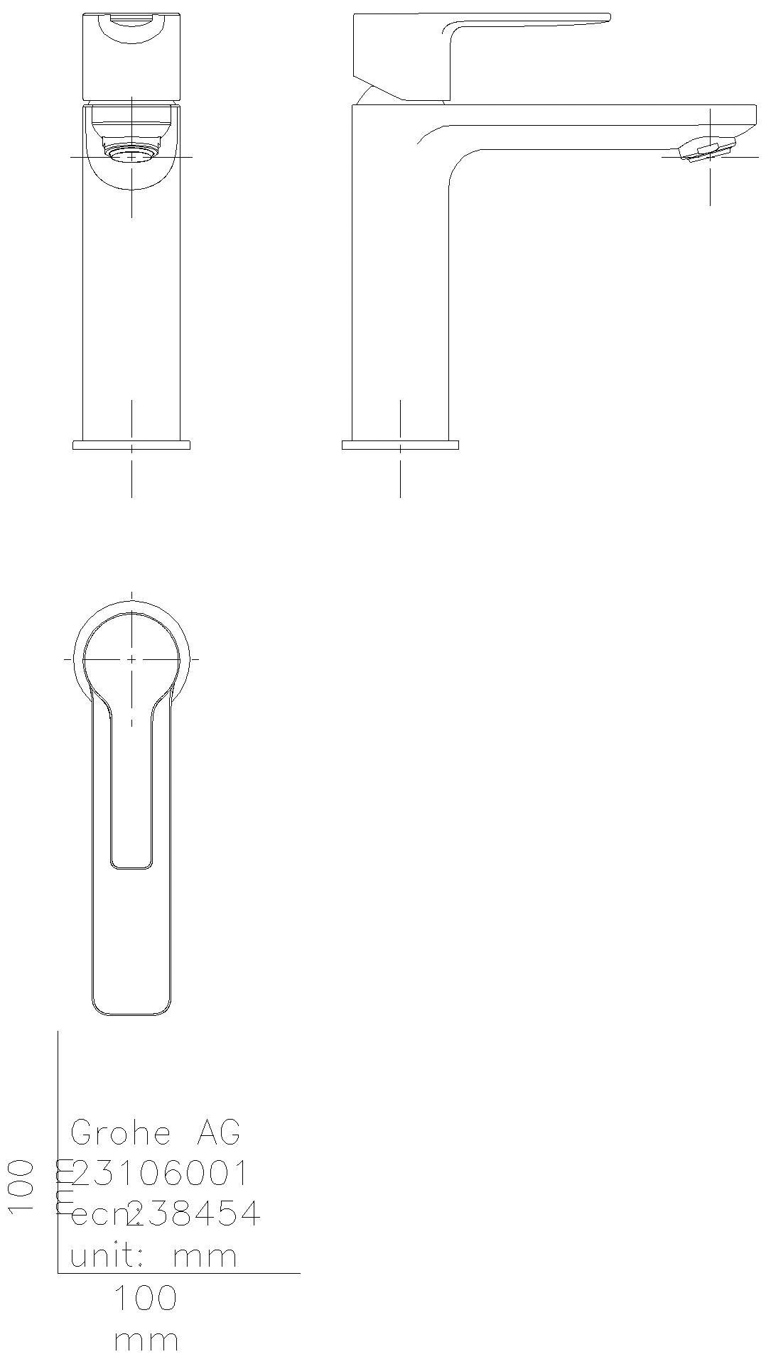 GROHE EH-WT-Batterie Lineare 23106_1 S-Size hard graphite gebürstet