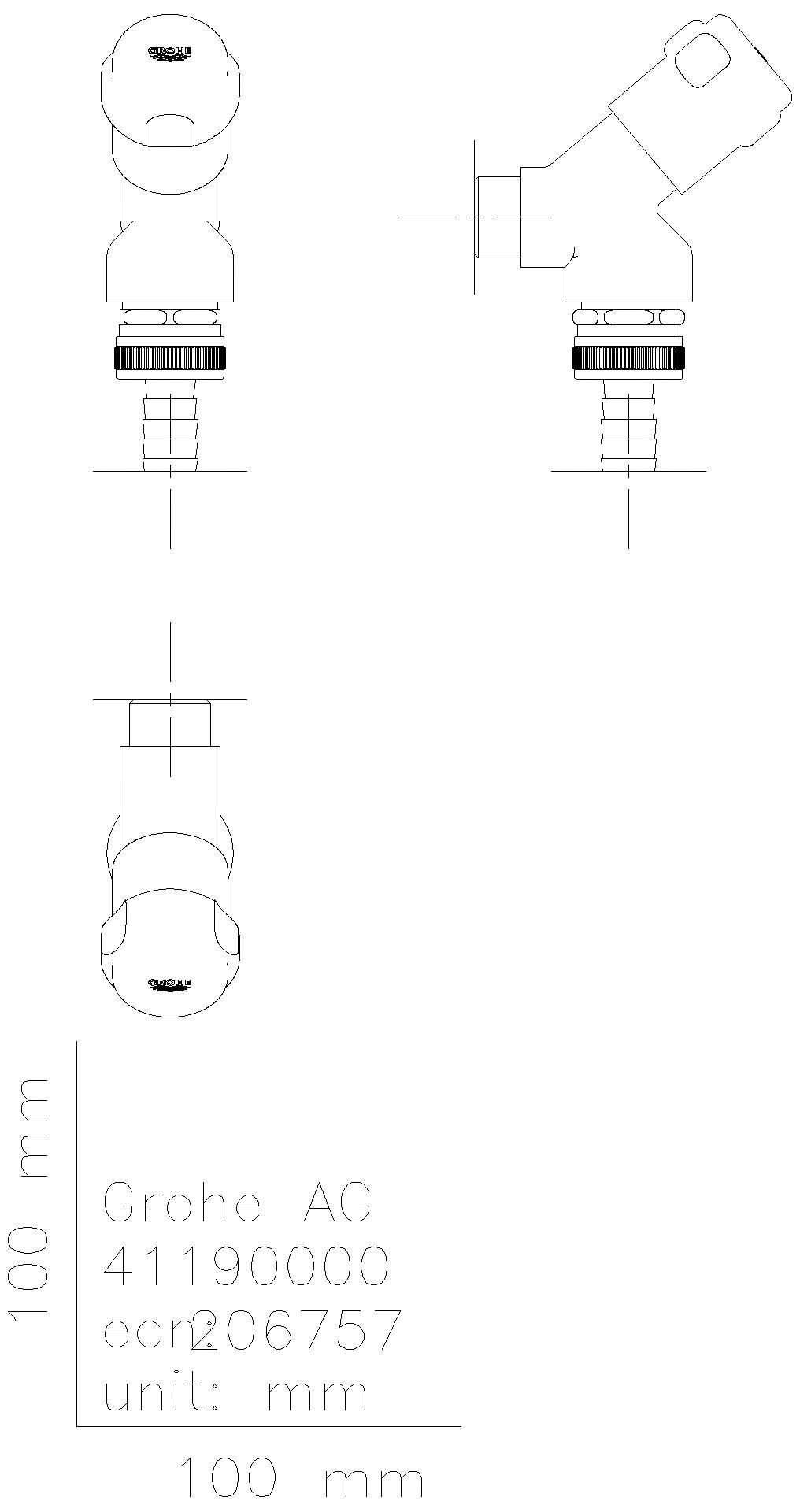 GROHE Armaturenkombination 41190 DN15 Schrägsitzausführung Rohrbelüft. C chrom
