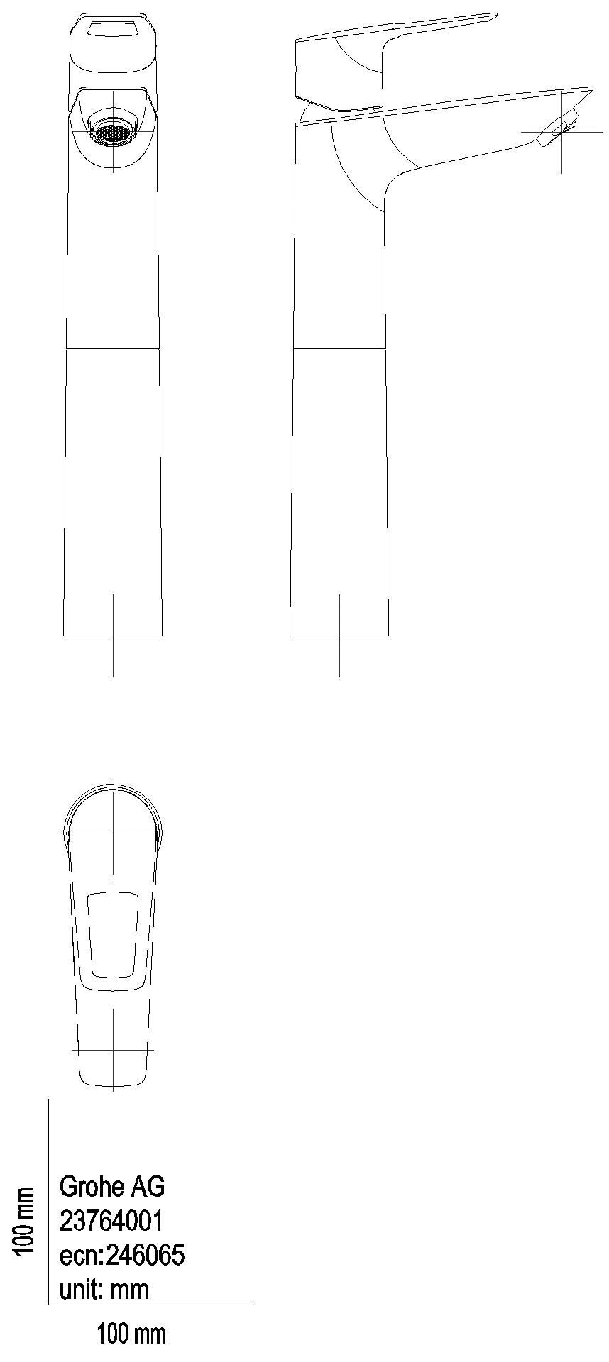 GROHE EH-WT-Batterie BauLoop 23764_1 XL-Size glatter Körper chrom