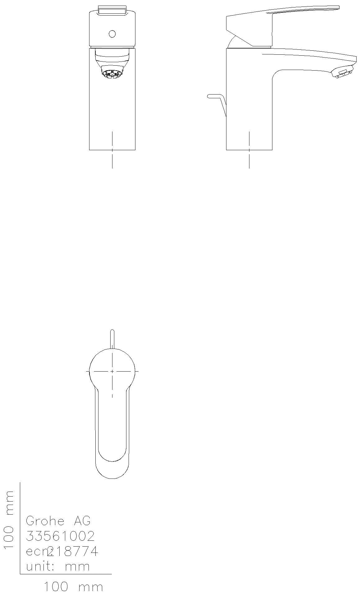 GROHE EH-WT-Batterie Eurostyle C 33561_2 Niederdruck Zugstangen-Abl.-grt. chrom