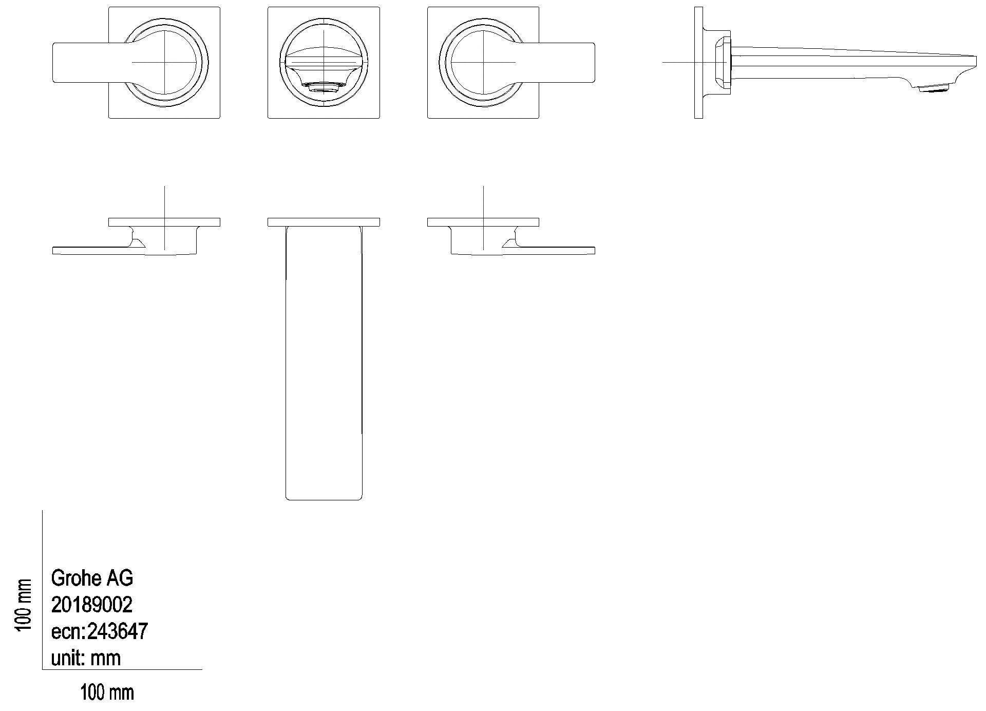 GROHE 3-L-WT-Wandbatterie Allure 20189_2 FMS für 29025 Ausl. 150mm satin steel