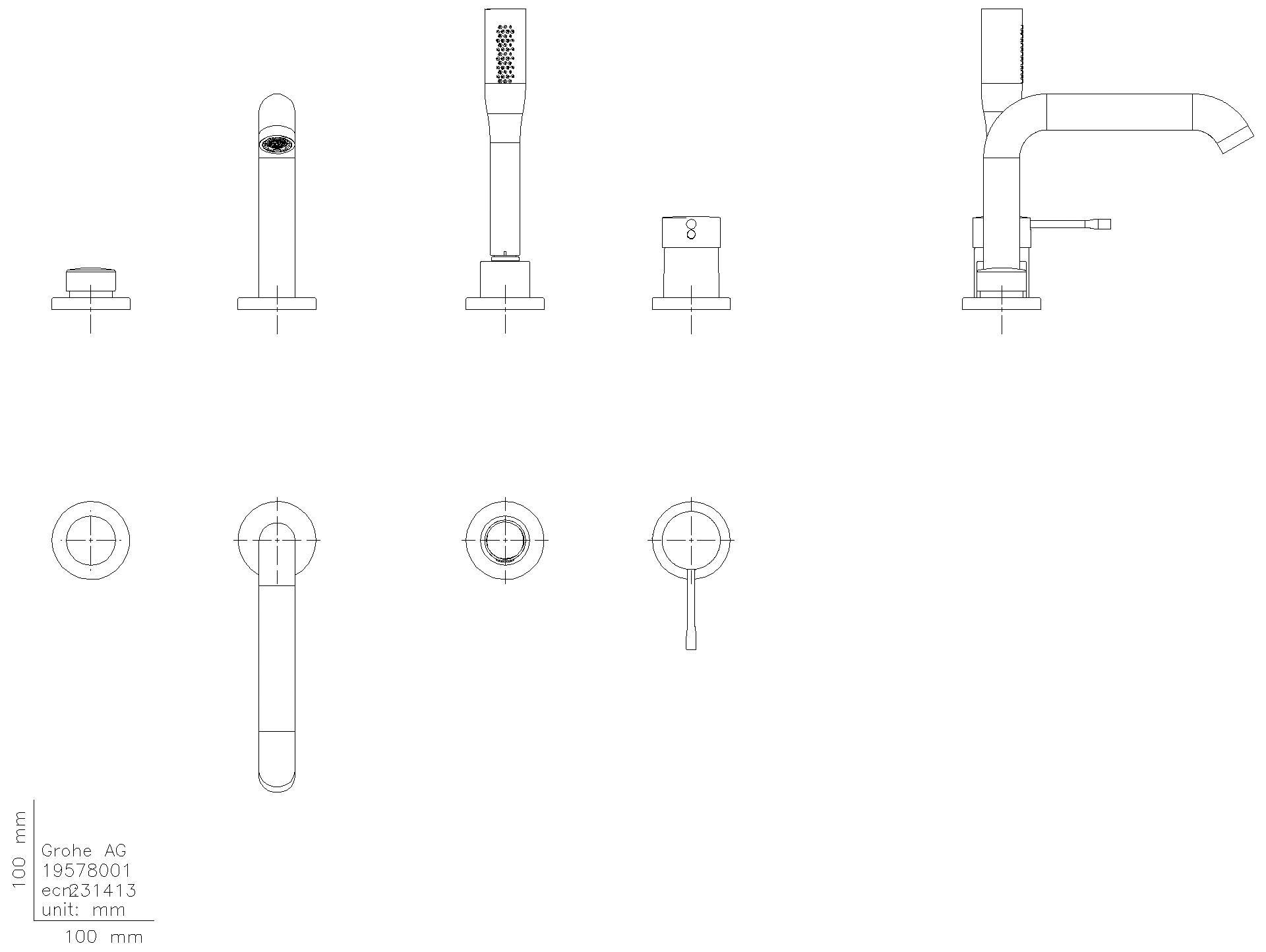 GROHE 4-Loch-Einhand-Wannenkombination Essence 25251_1 hard graphite