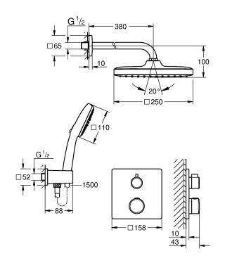 Grohtherm UP-Duschsystem eckig für Duschrahmen GROHE - Grohtherm UP-Duschsystem eckig für Duschrahmen (HAN: 1039950000)