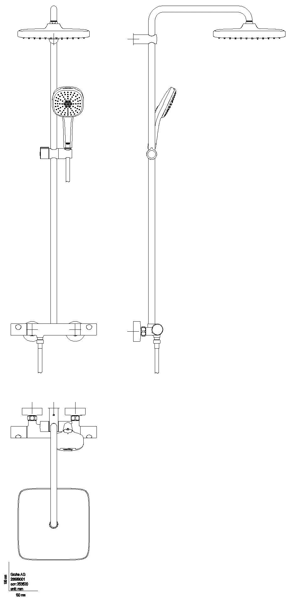 GROHE Duschsystem Tempesta 250 Cube 26689_1 Br.-THM KB 250 Cube matt black