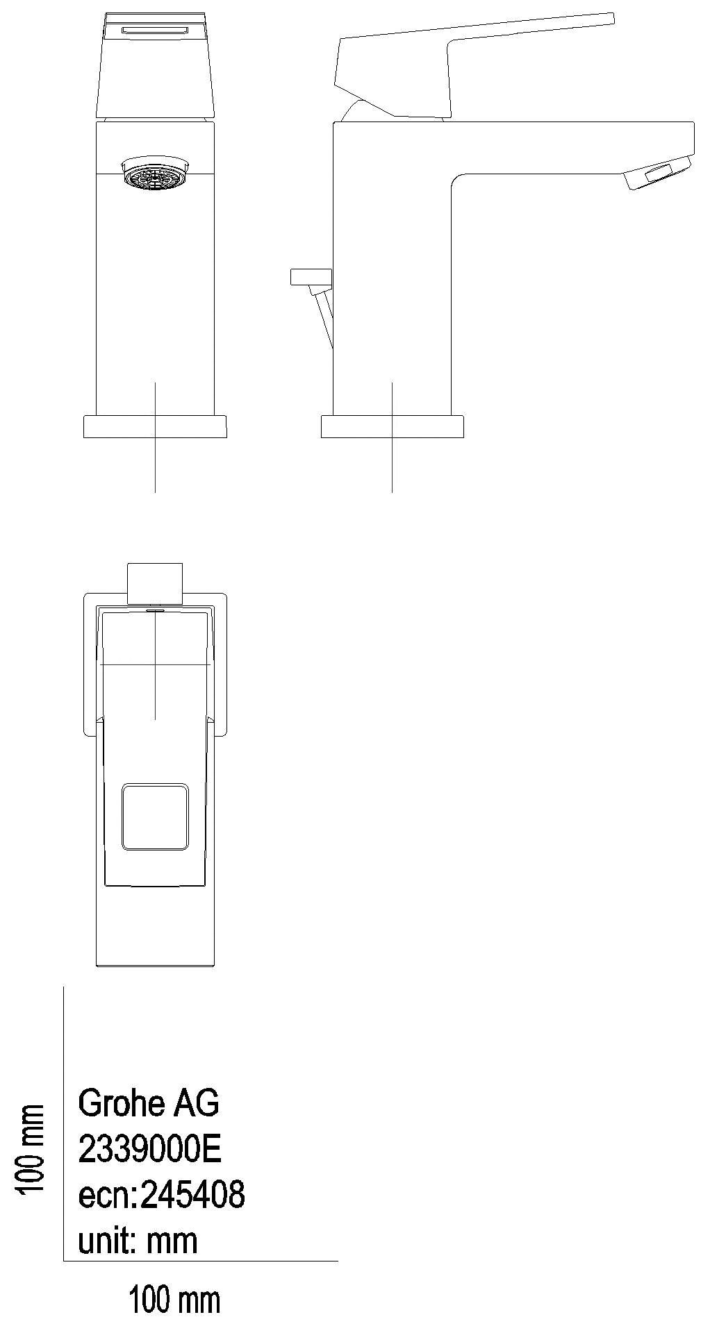 GROHE EH-WT-Batterie Eurocube 23390 Mittelstellung kalt chrom