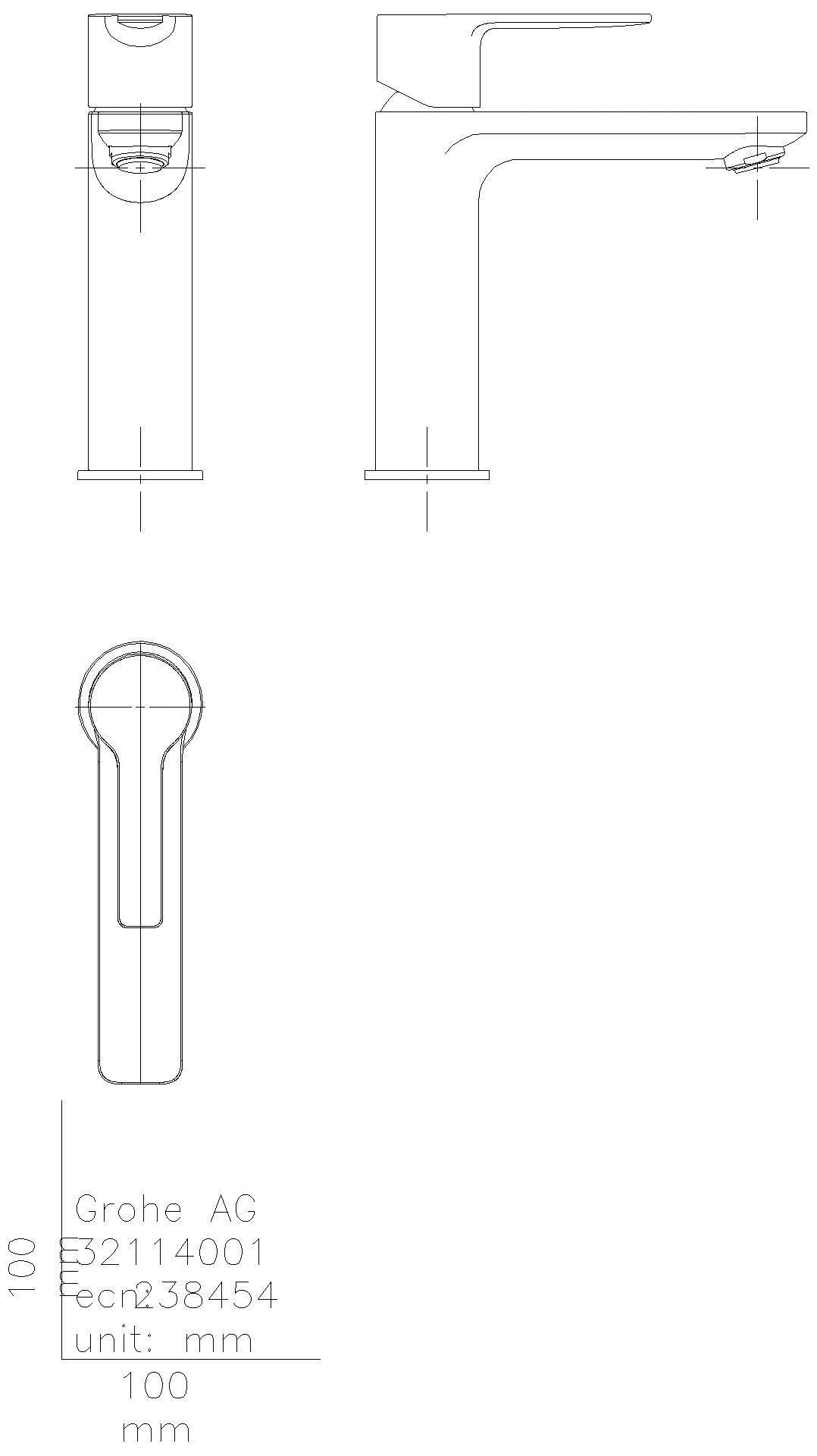 GROHE EH-WT-Batterie Lineare 32114_1 S-Size hard graphite gebürstet