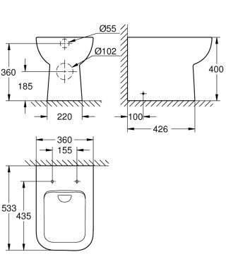 GROHE BauEdge Keramik Stand-Tiefspül-WC GROHE - GROHE BauEdge Keramik Stand-Tiefspül-WC (HAN: 39810000)