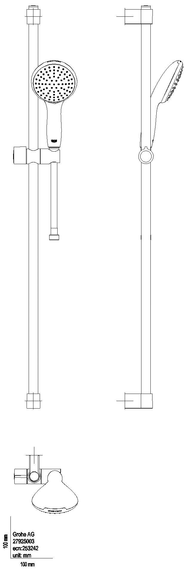 GROHE Brausestangenset Tempesta 110 27854_3 900mm 1 Strahl 16,6l/min chrom