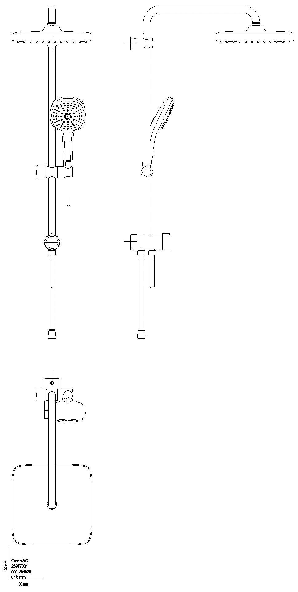 GROHE - GROHE Duschsystem Tempesta 250 Cube 26977_1 Umstellung KB T. 250 Cube chrom