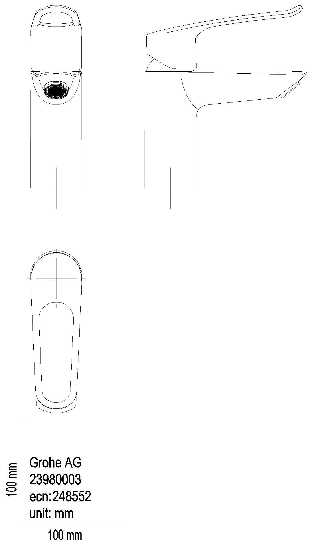 GROHE EH-WT-Batterie Eurosmart 23980_3 S-Size offener Hebel PO-Ablaufgarnitur chrom