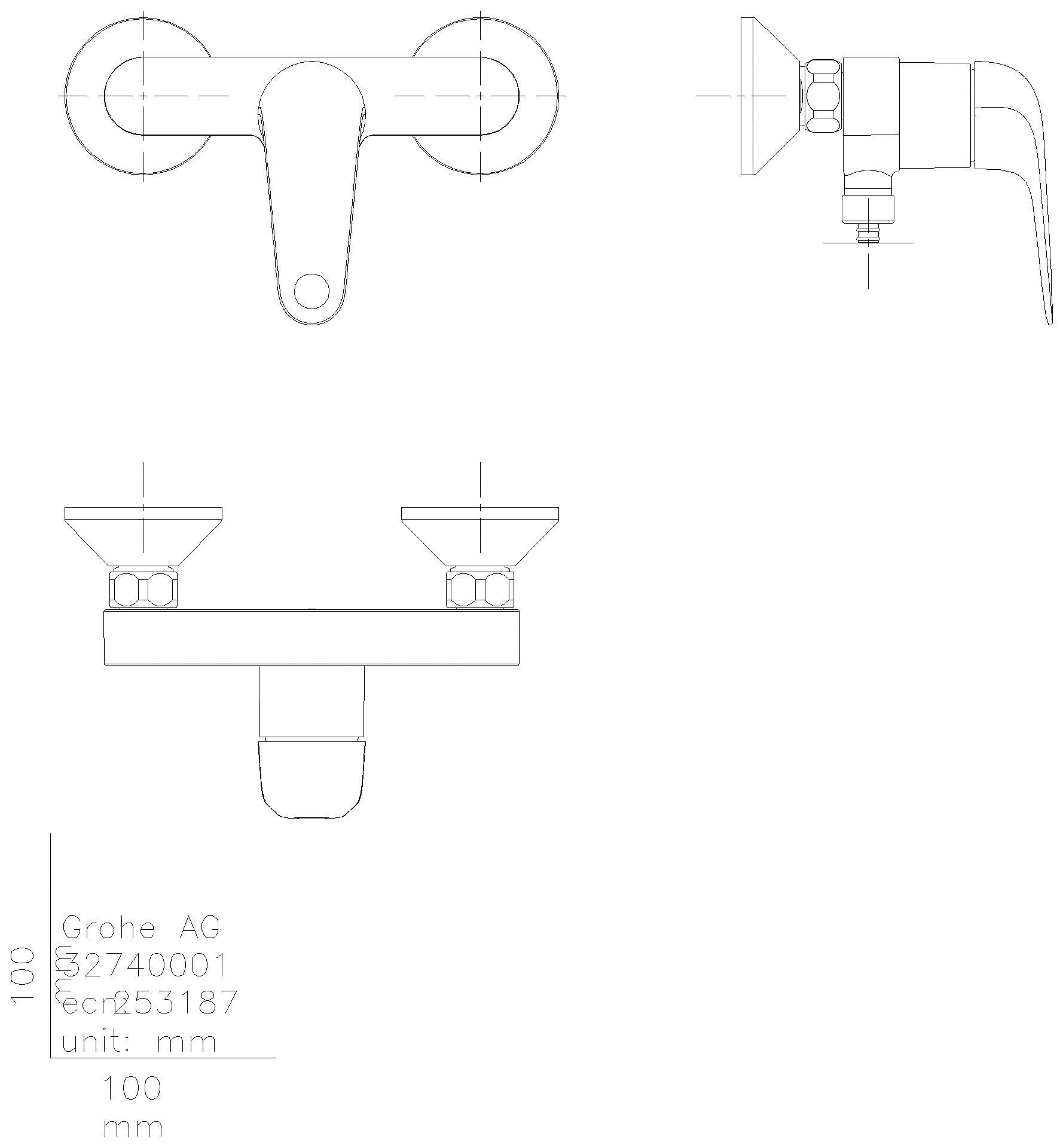GROHE EH-Brausebatterie Euroeco 32740_1 Wandmontage eigensicher chrom