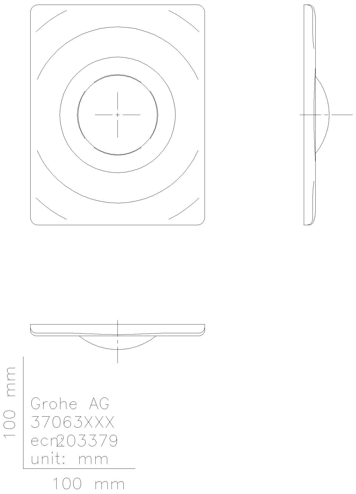 GROHE WC-Betätigung Surf 37063 156x197mm mit Druckknopfbetätigung chrom