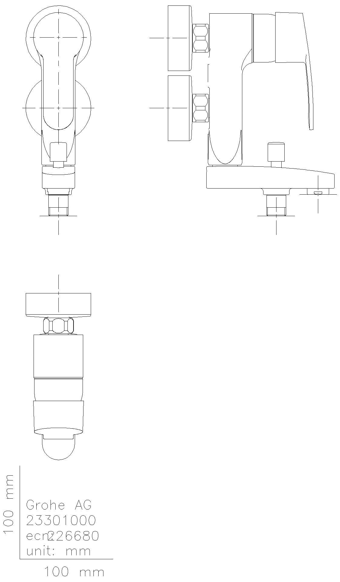 GROHE EH-Wannenbatt. Eurostyle C Vertica 23301 Wandmontage chrom