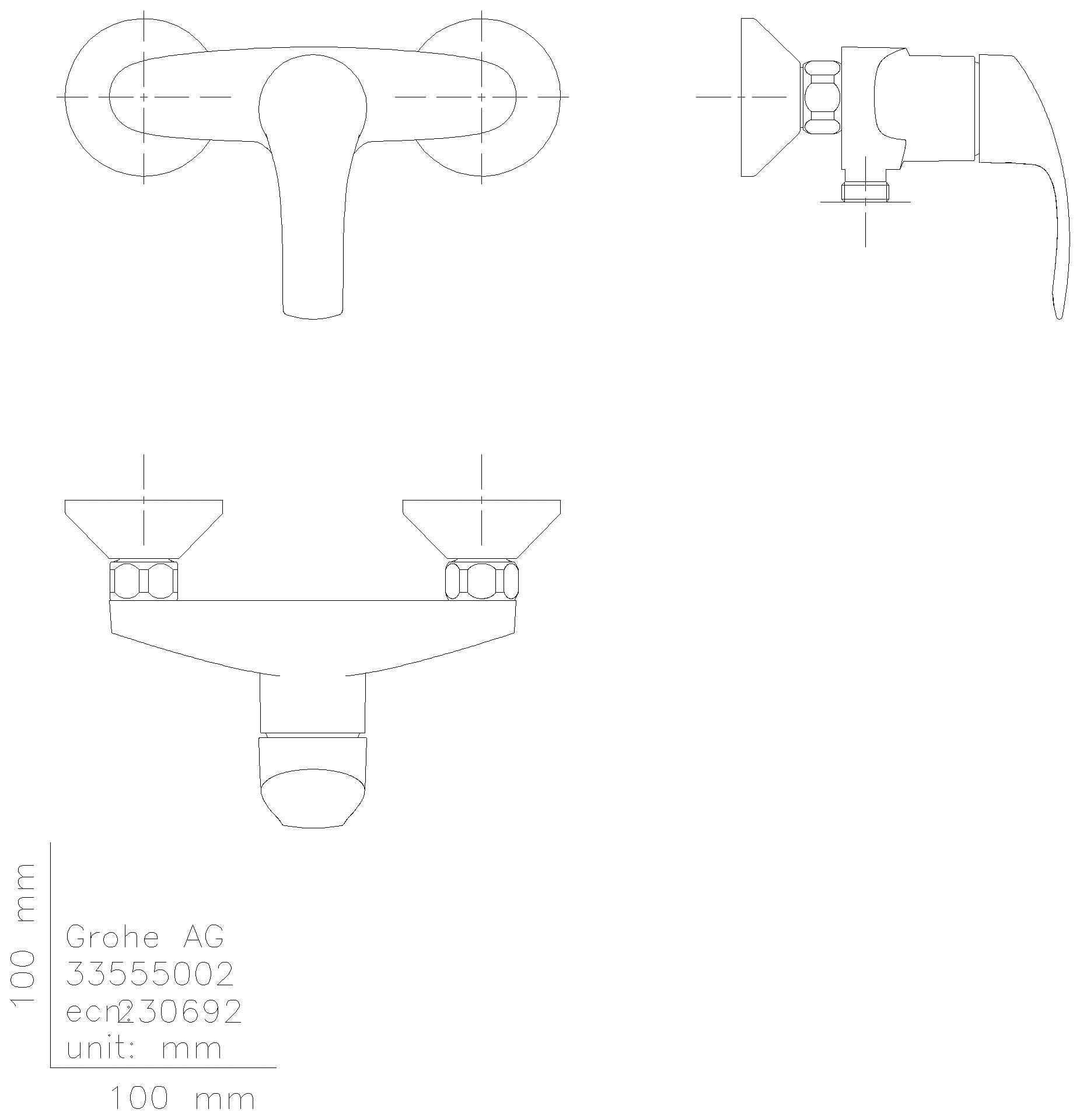 GROHE EH-Brausebatterie Eurosmart 33555_2 Wandmontage eigensicher chrom