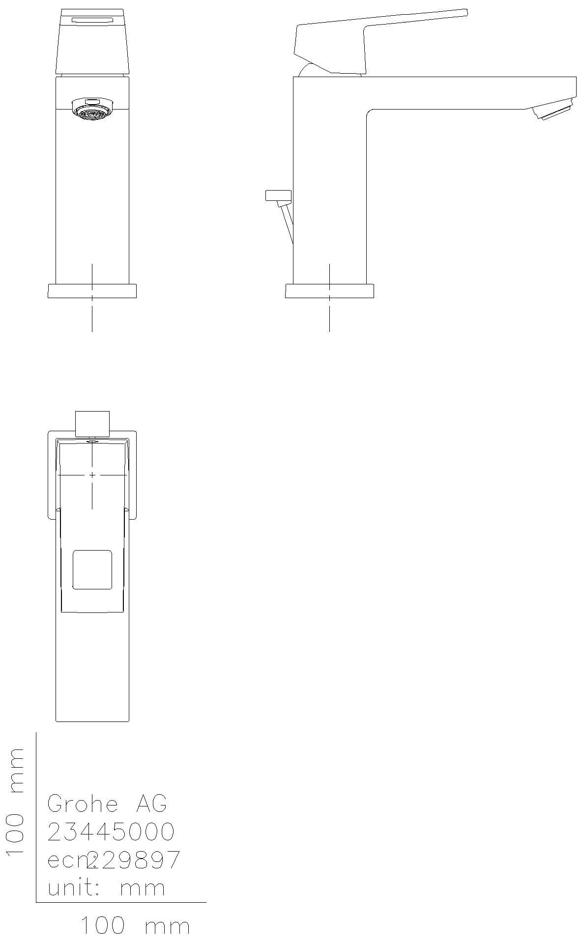 GROHE EH-WT-Batterie Eurocube 23445 mittelhohe Ausführung supersteel