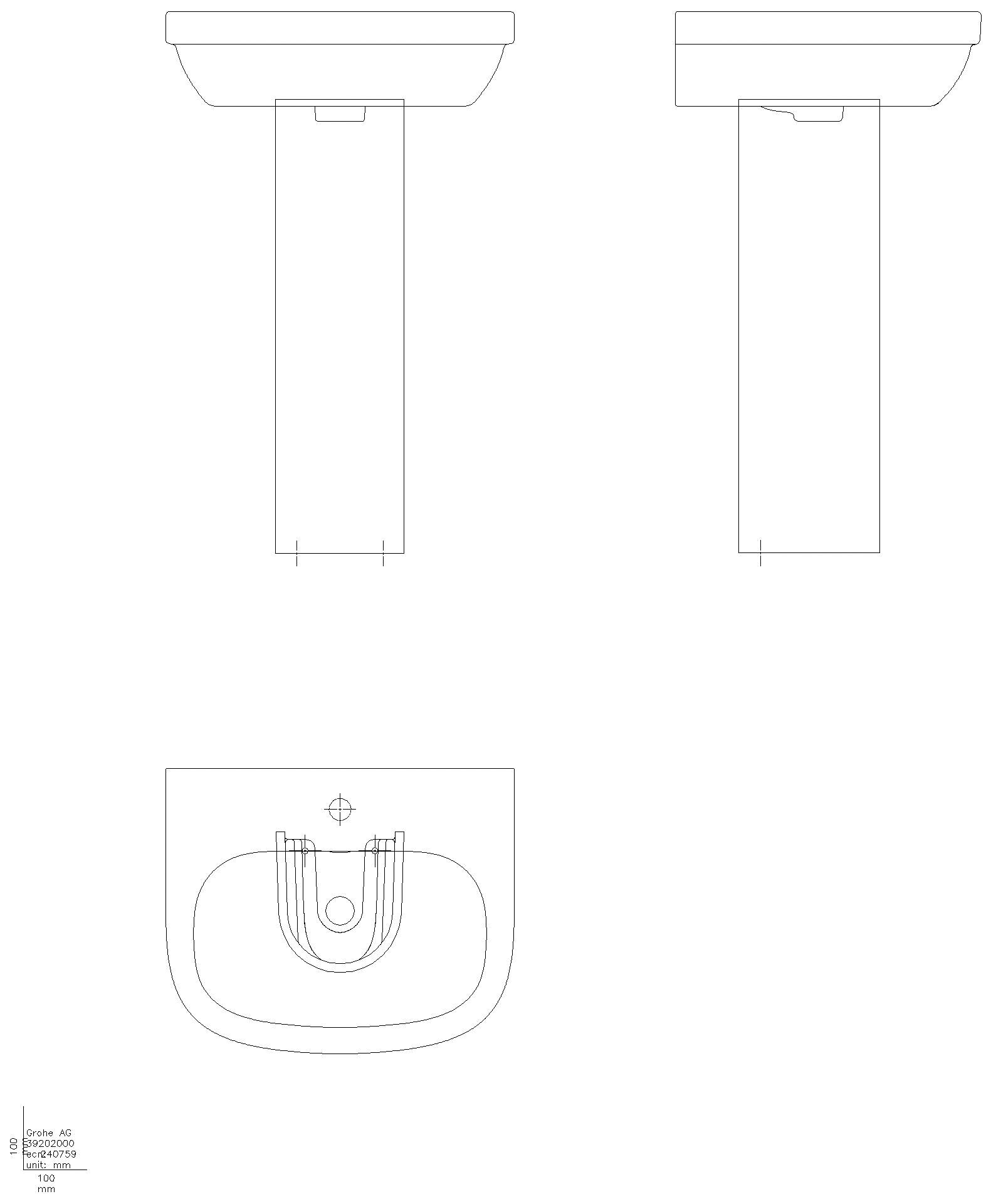 GROHE Standsäule Euro Keramik 39202 für Waschtisch alpinweiß
