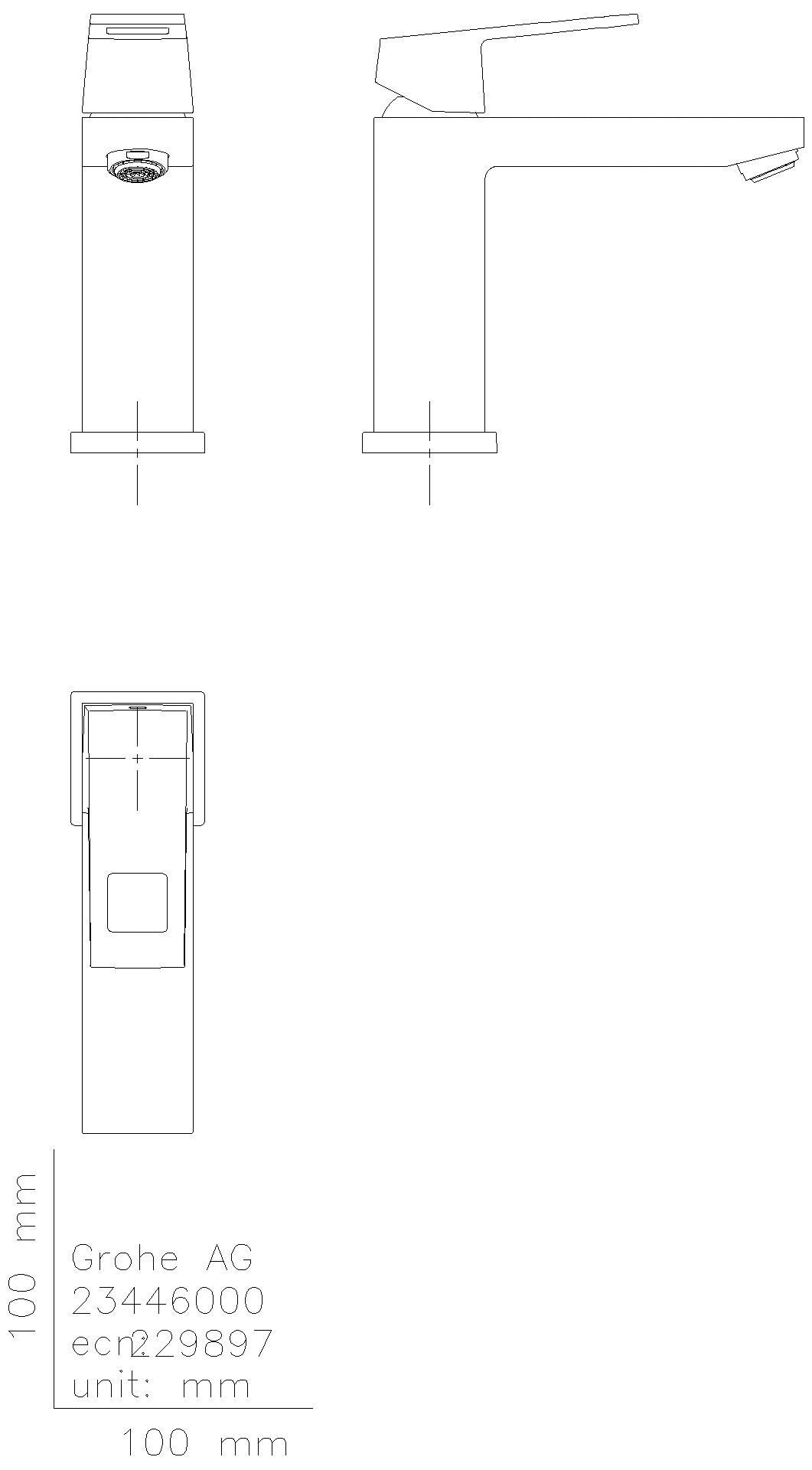 GROHE EH-WT-Batterie Eurocube 23446 mittelhohe Ausführ. glatter Körper chrom