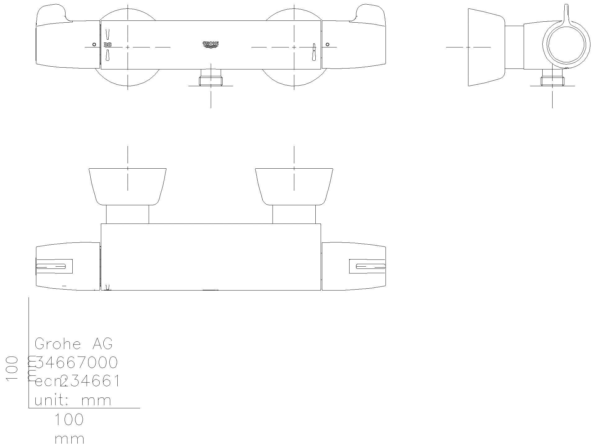 GROHE THM-Brausebatt. Grohtherm Special 34667 mit verdeckten S-Anschlüssen chrom