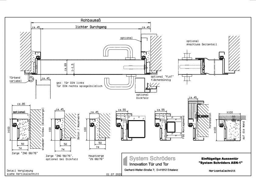 Außenstahltür-klappe einflügelig EN 14351-1 System Schröders ASN-1