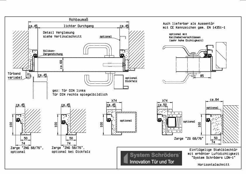 07_erhöht luftdichte Stahltür LDN-1, einflügelig