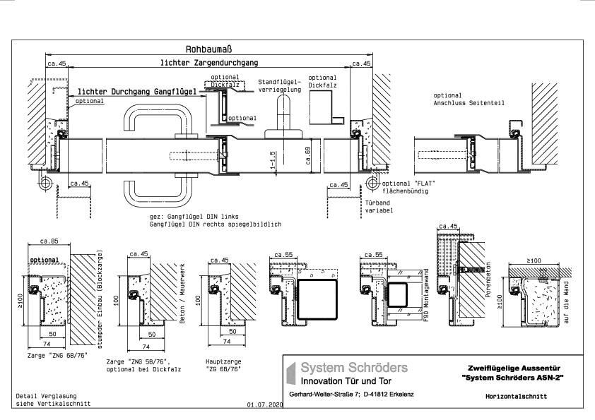 Außenstahltür zweiflügelig EN 14351-1 System Schröders ASN-2