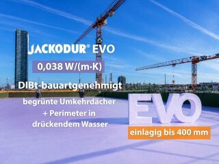 JACKODUR® EVO: dämmt mit 0,038 W/(m·K) genau da, wo die Anforderungen hoch sind