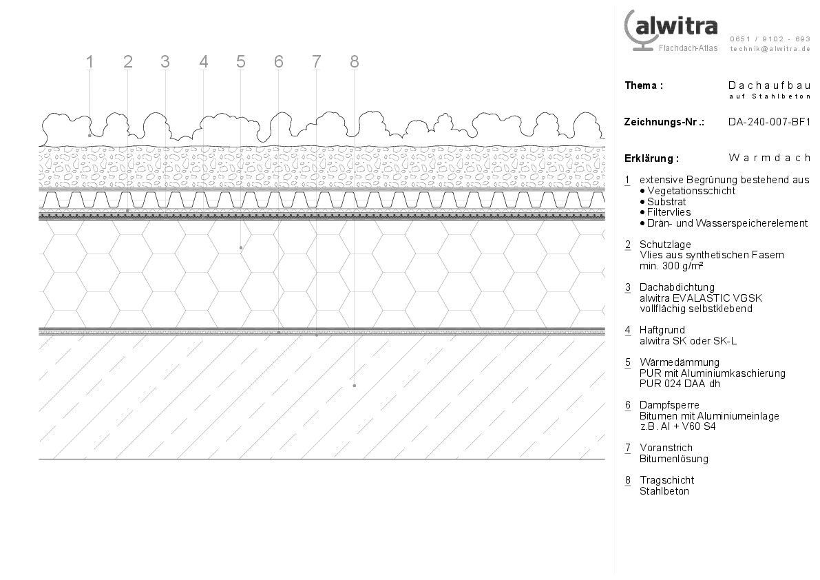 Dachaufbau auf Stahlbeton - Warmdach-DA-240-007-BF1