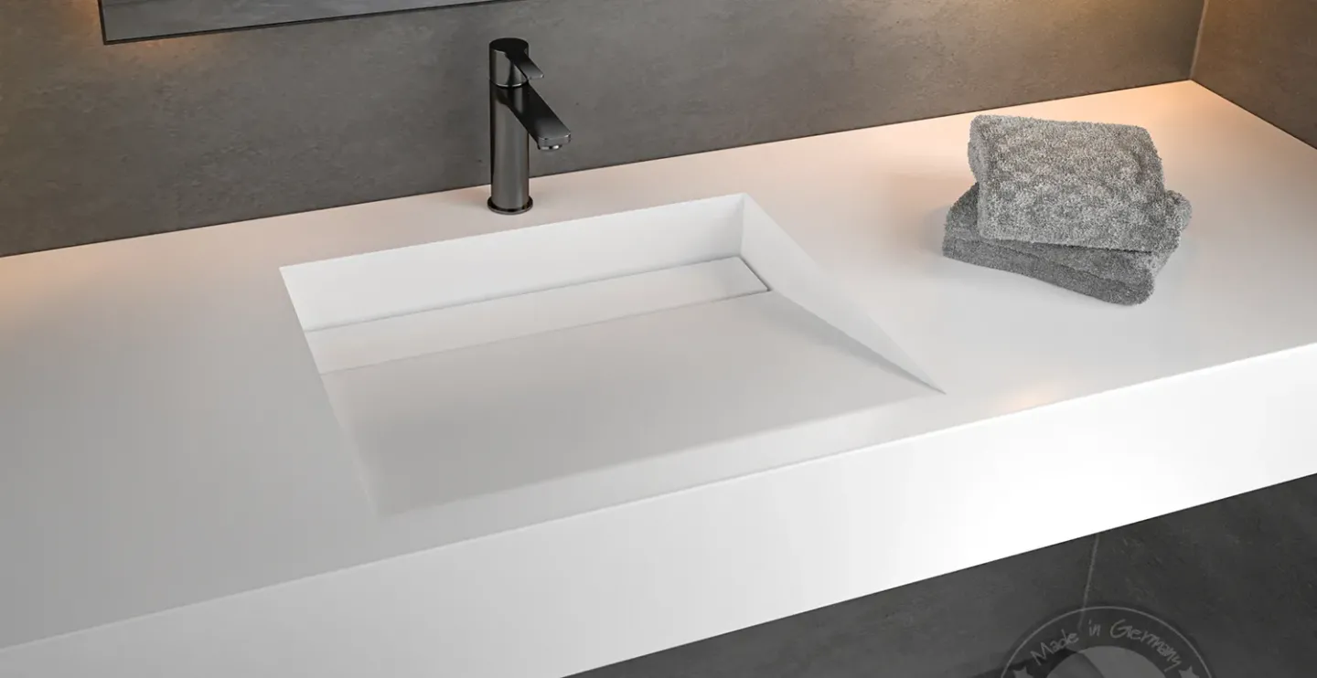Individuelle Waschbecken und Waschtische aus Mineralwerkstoff Individuelle Waschbecken und Waschtische aus Mineralwerkstoff
