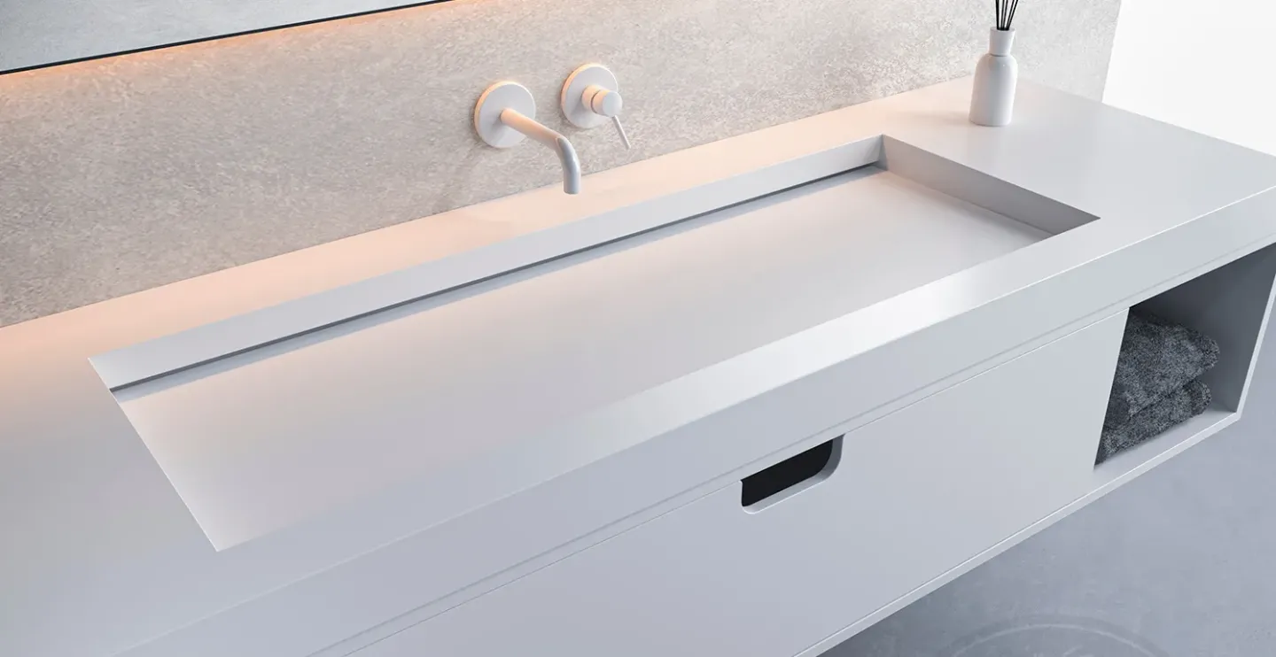Individuelle Waschbecken und Waschtische aus Mineralwerkstoff Individuelle Waschbecken und Waschtische aus Mineralwerkstoff