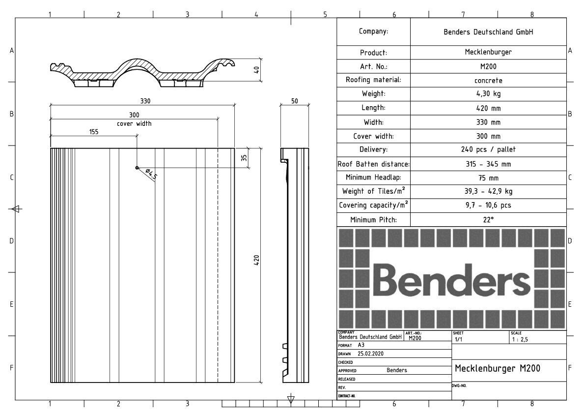 Betondachstein Mecklenburger M200