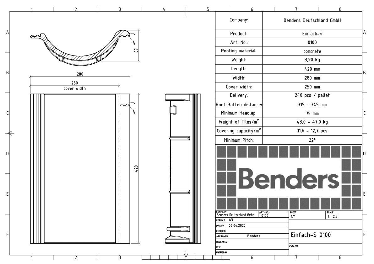 Betondachstein Einfach-S 0100