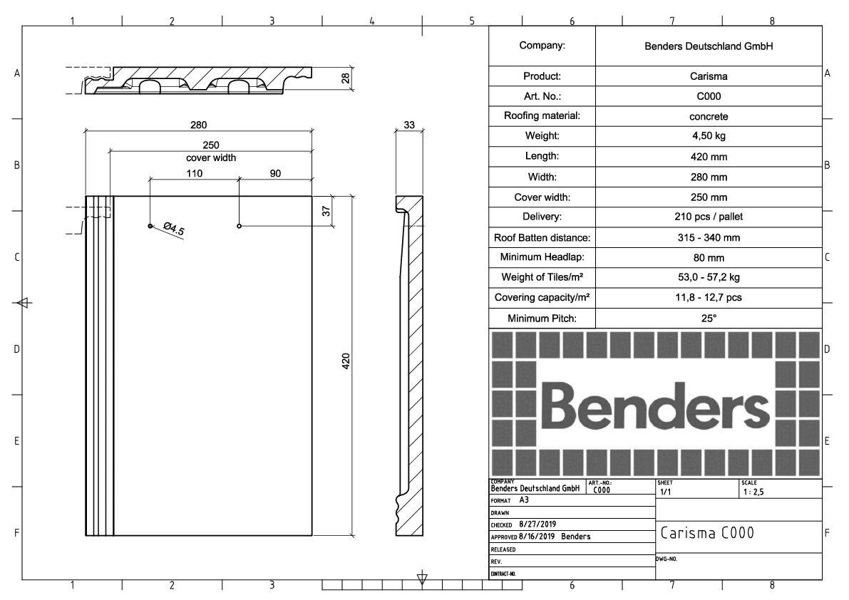 Betondachstein Carisma C000