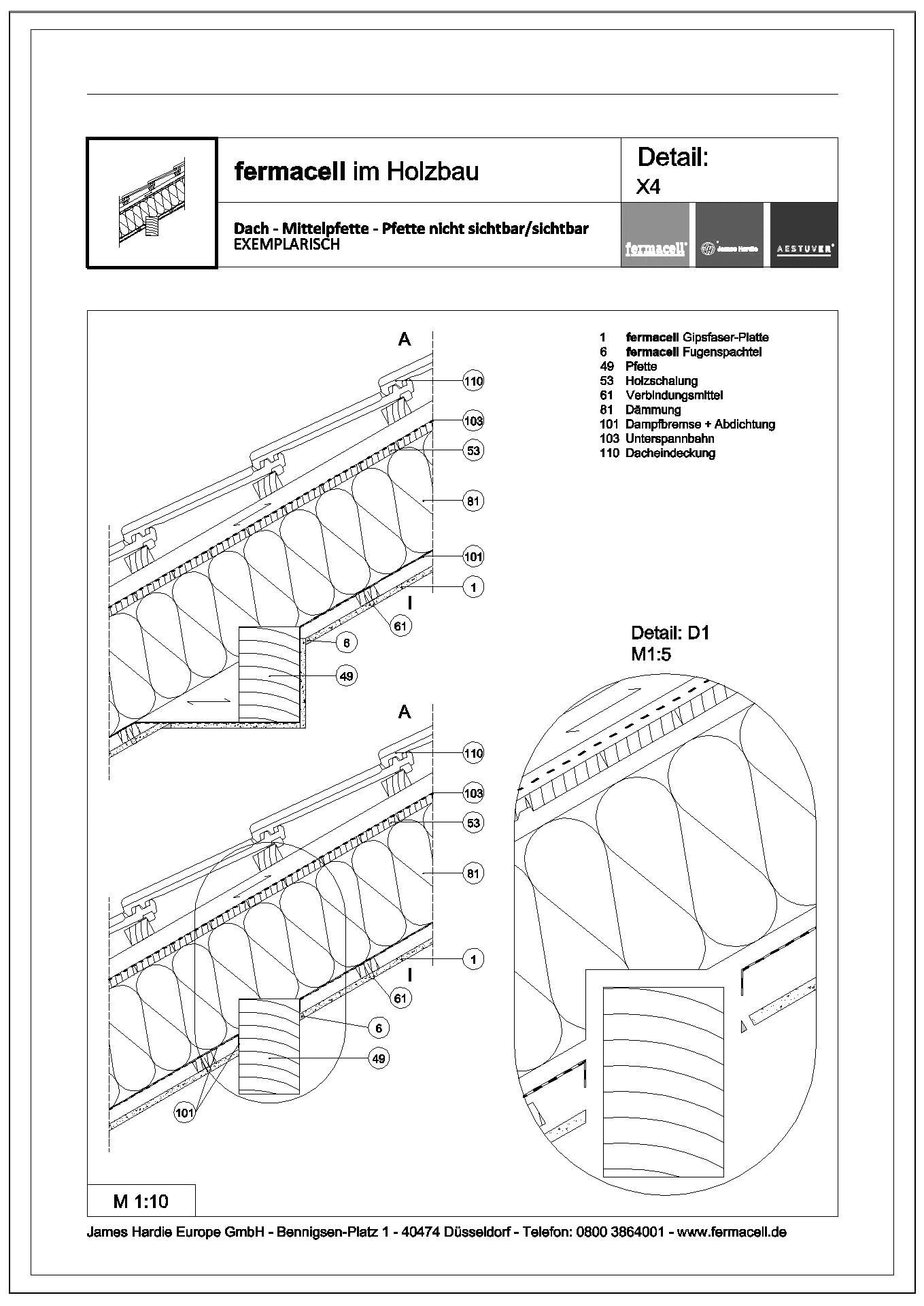 James Hardie Europe - X4 Dach - Mittelpfette